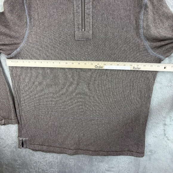 Carbon2Cobalt Sweater Mens Large Brown Quarter Zip Mock Neck Cotton Knit 144586 - Picture 5 of 14